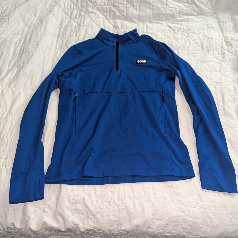 💙 Gore Wear Everyday Thermo 1/4 Zip Long Sleeve Size M Men EUC Blue Fleece